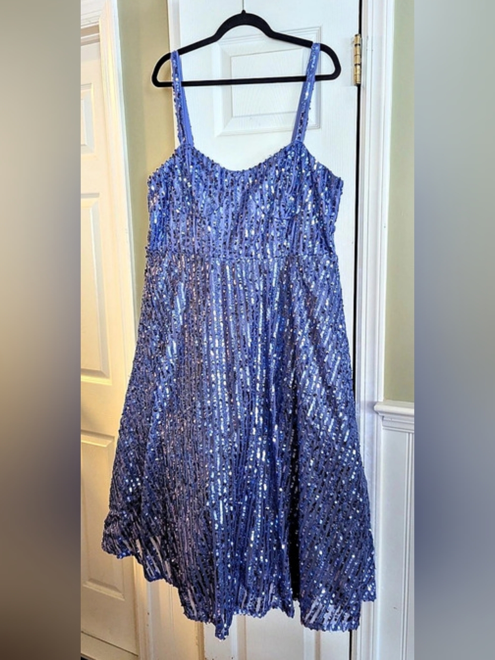Blue Sequin Midi Dress